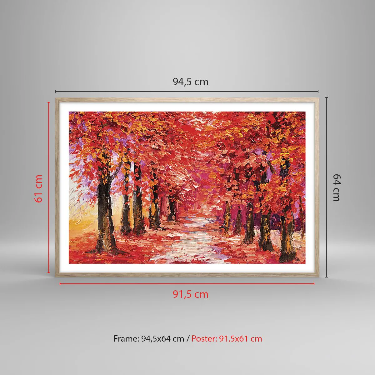 Affiche dans un chêne clair - Poster - Impression d'automne - 91x61 cm