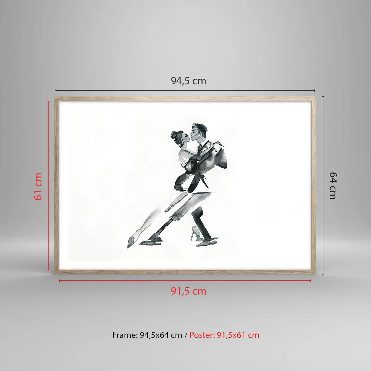 Pôster com moldura de carvalho claro - Num só ritmo - 91x61 cm