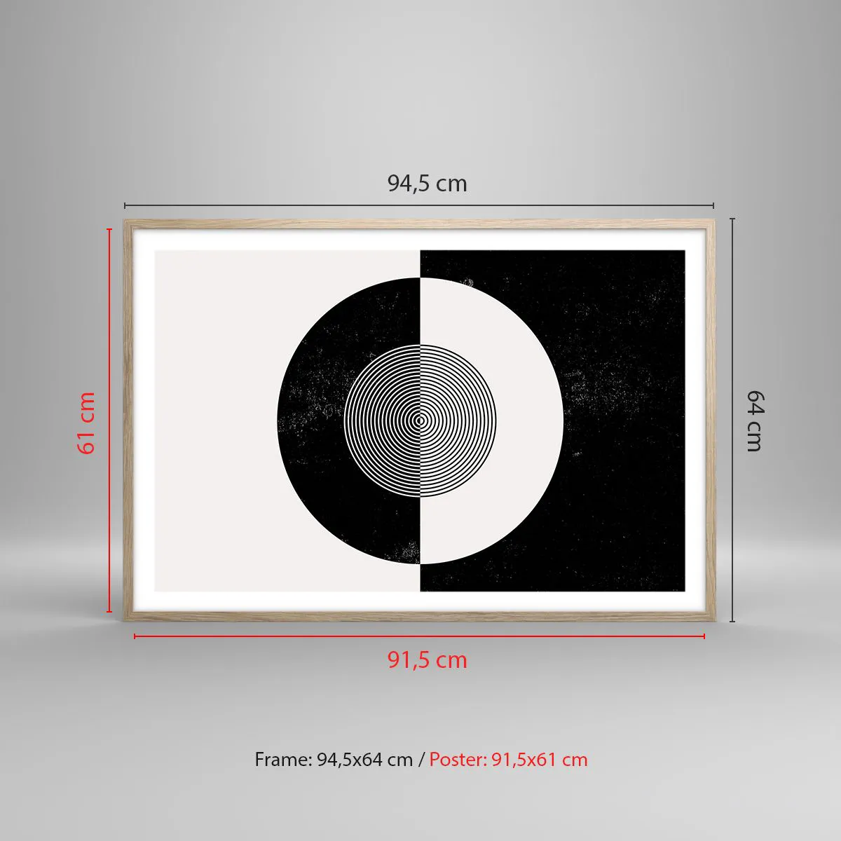 Poster in cornice rovere chiaro - Armonia in bianco e nero - 91x61 cm