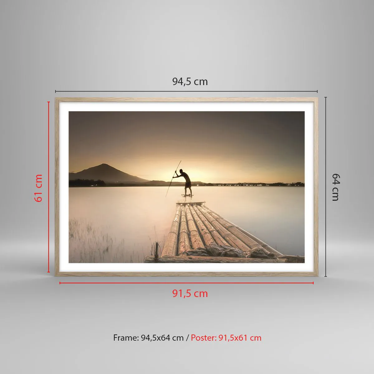 Plakat i ramme af lyst egetræ - Før du hviler - 91x61 cm
