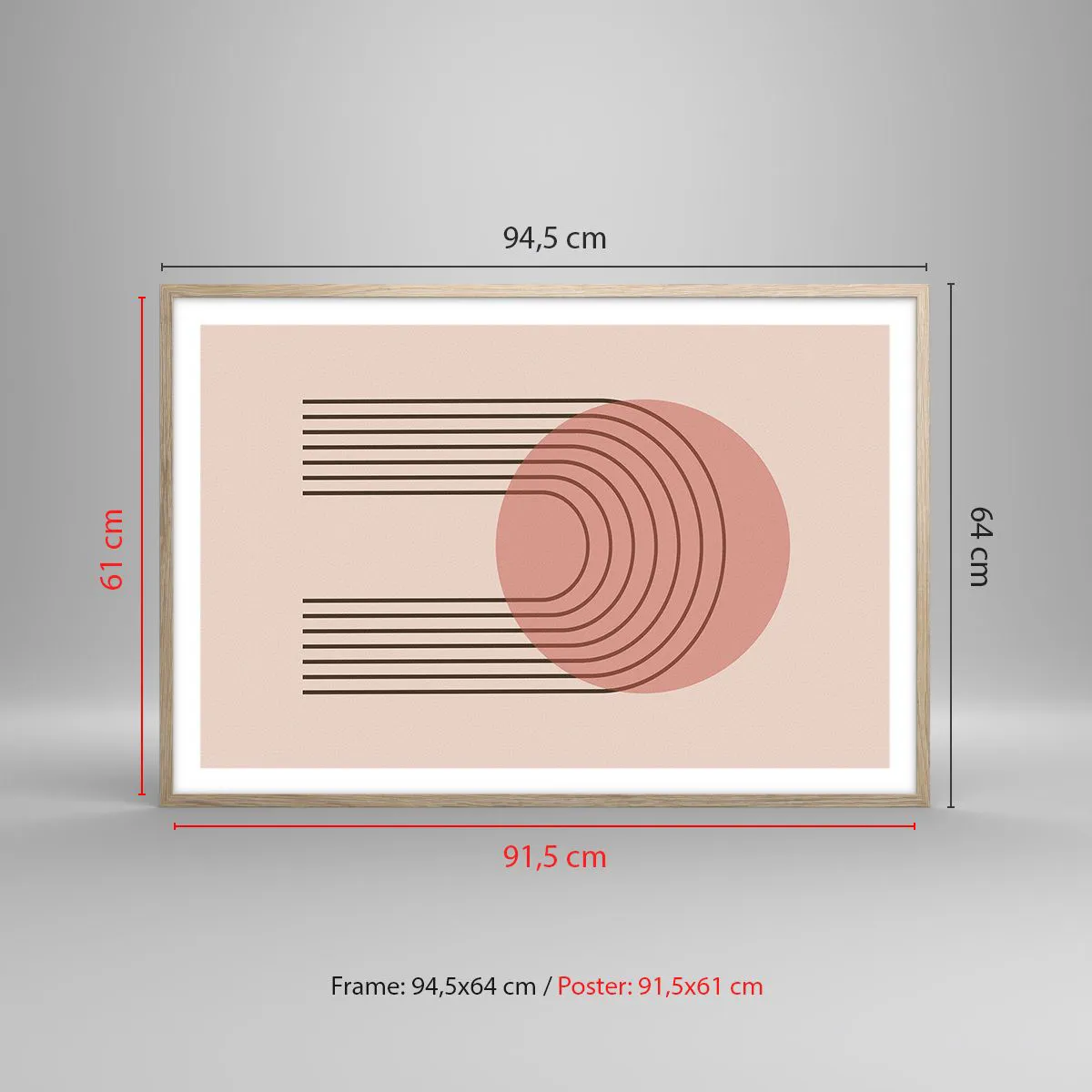 Plakat i ramme af lyst egetræ - Uimodståelig tiltrækningskraft - 91x61 cm