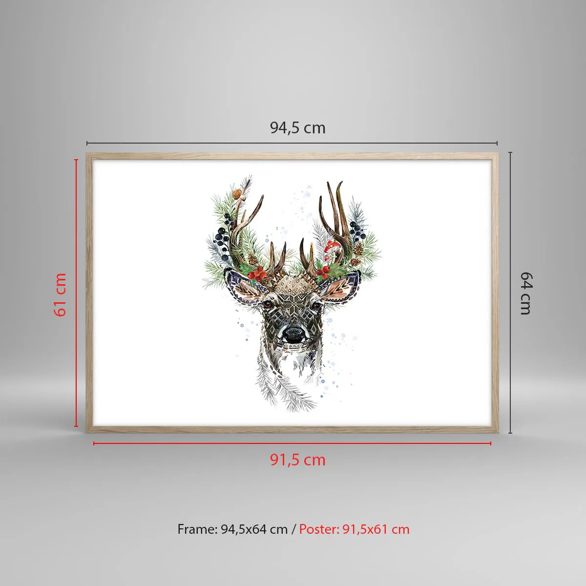 Poster in light oak frame - In Christmas Attire - 91x61 cm