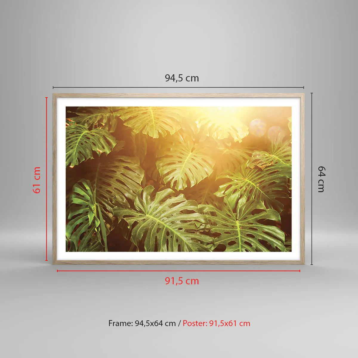 Plakat i ramme af lyst egetræ - Træd ind i det grønne... - 91x61 cm