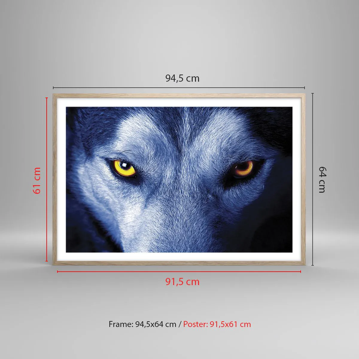 Poster in light oak frame - Mesmerising Look - 91x61 cm