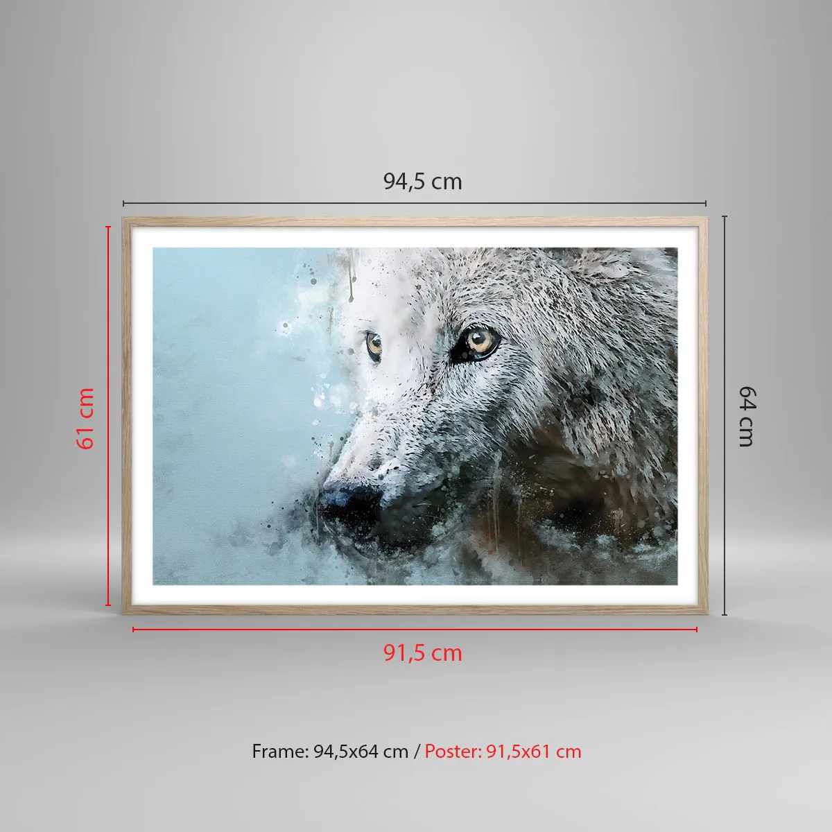 Poster în ramă de stejar deschis - Faceți cunoștință cu sufletul lupului - 91x61 cm