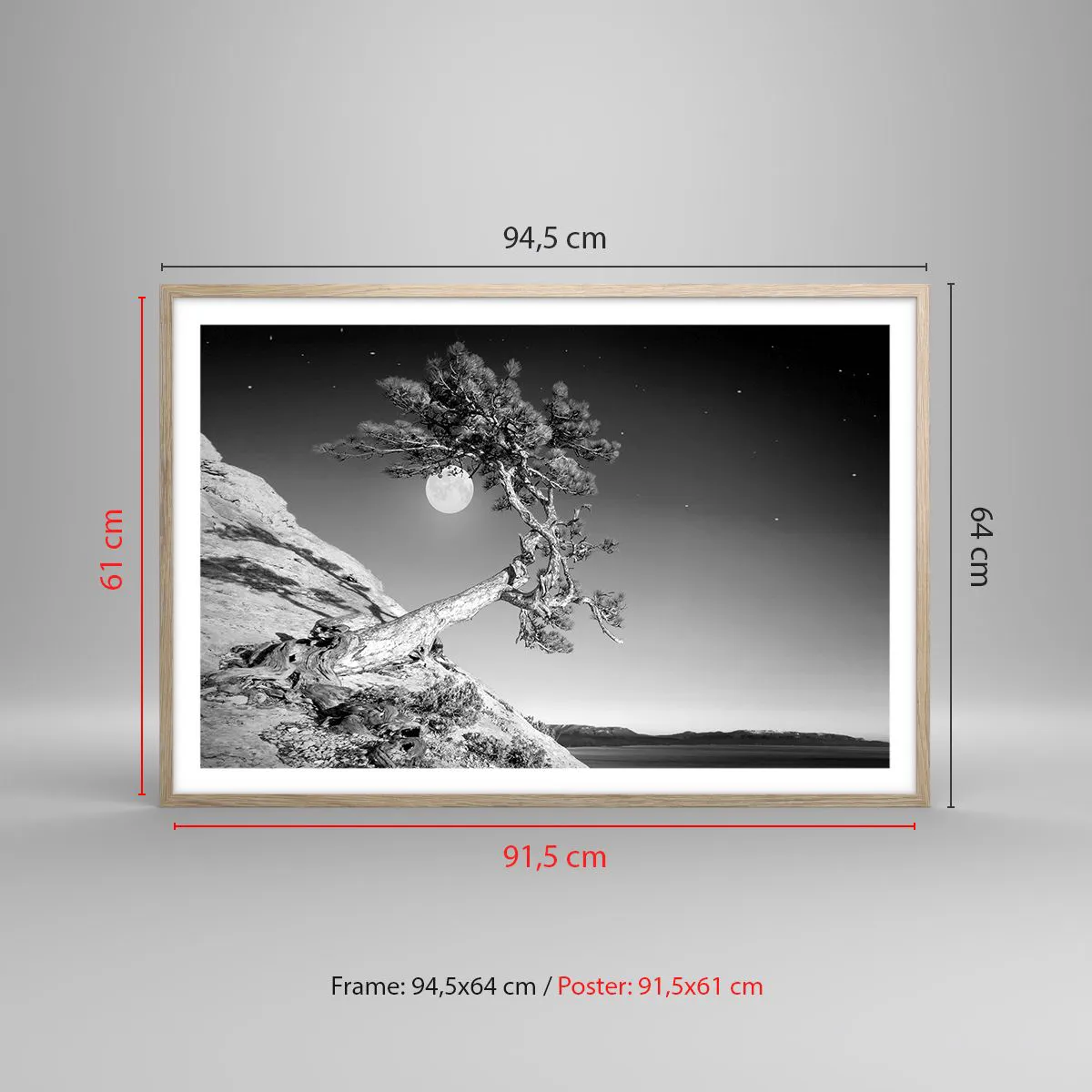 Plakat i ramme af lyst egetræ - Den sejrrige kriger - 91x61 cm