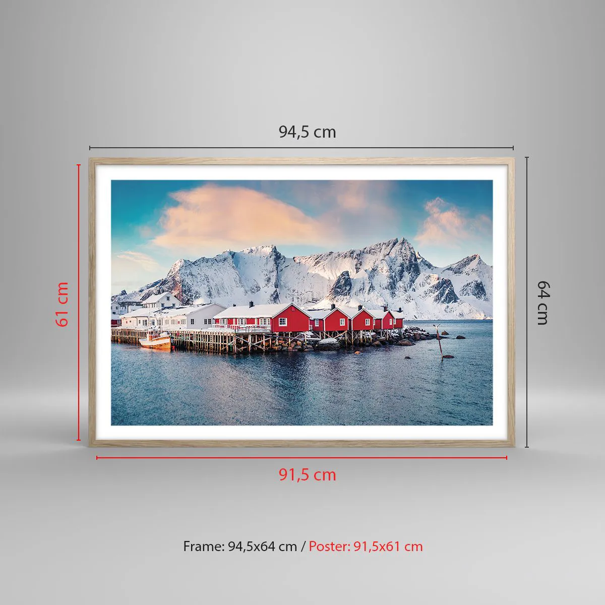 Plakat i ramme af lyst egetræ - Nordlig tilbagetrækning - 91x61 cm