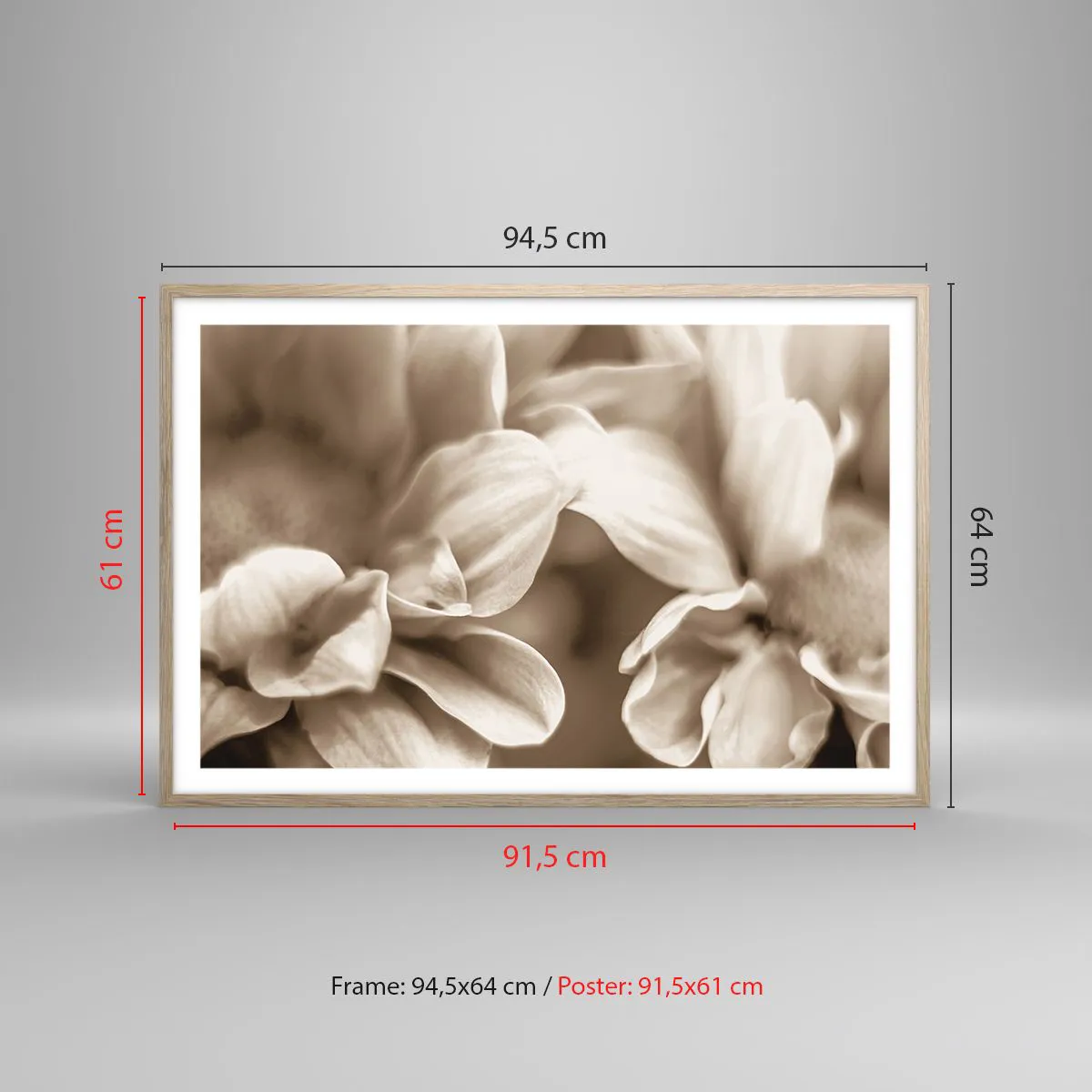 Poster în ramă de stejar deschis - Blânde ca un zâmbet - 91x61 cm