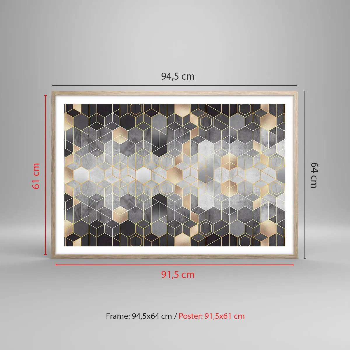 Poster in light oak frame - Diamond Composition - 91x61 cm