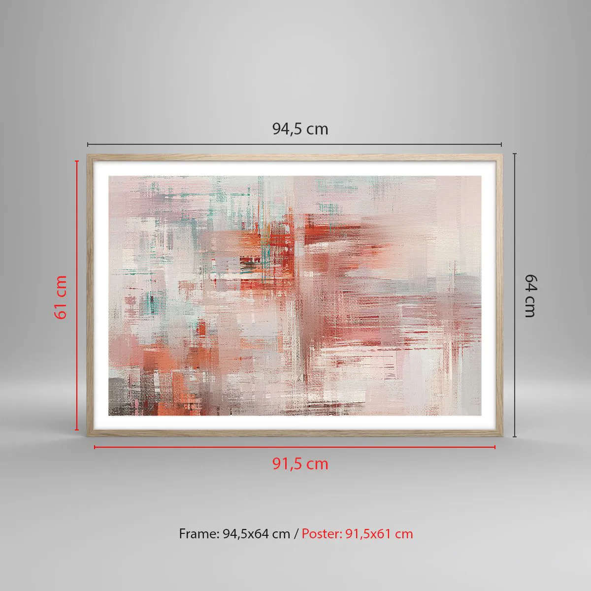 Poster in einem Rahmen aus heller Eiche - Dunstig. Aber rosa - 91x61 cm