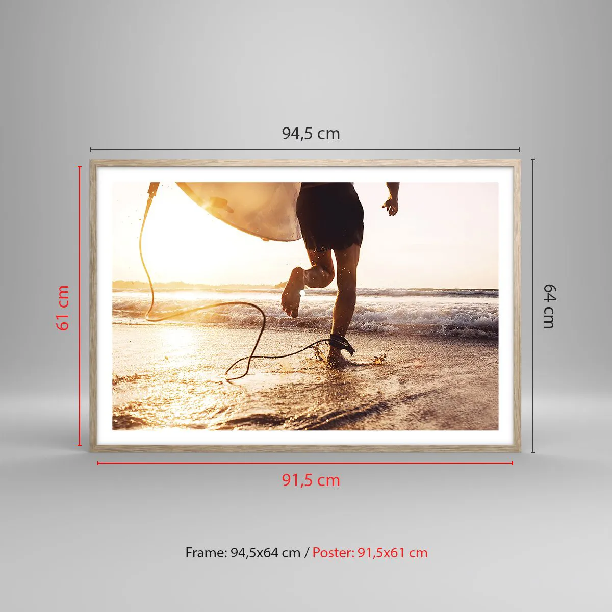Poszter világos tölgy keretben - A hullám felé - 91x61 cm