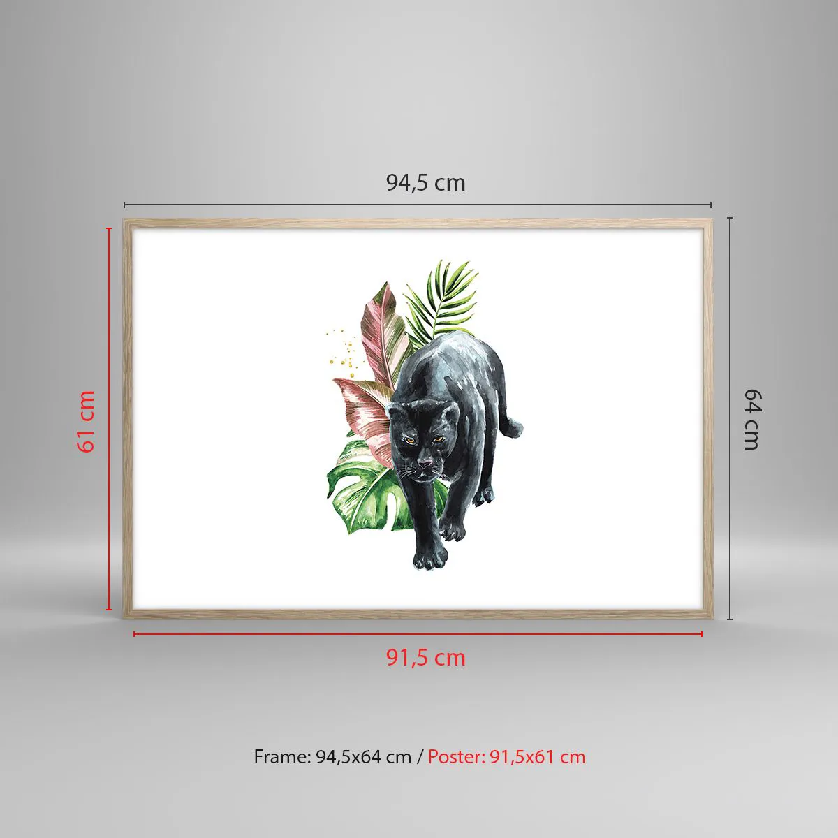 Plakat i ramme af lyst egetræ - Vild i hjertet - 91x61 cm