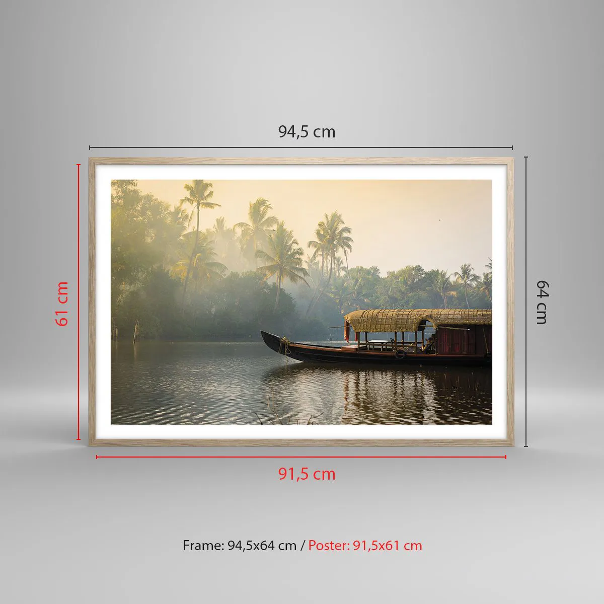 Poster in einem Rahmen aus heller Eiche - Haus am Fluss - 91x61 cm