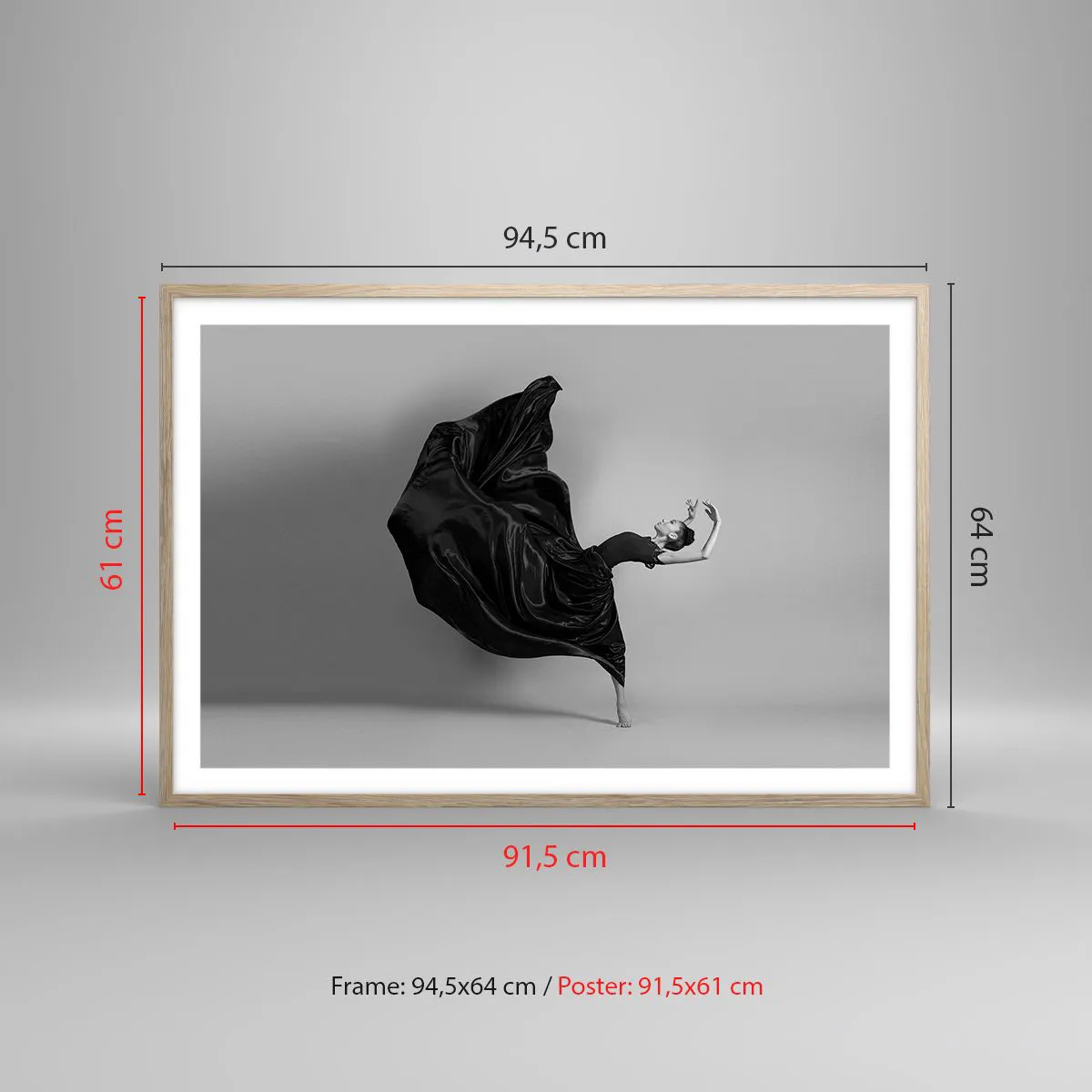 Poster in einem Rahmen aus heller Eiche - Beflügelt durch die Musik - 91x61 cm