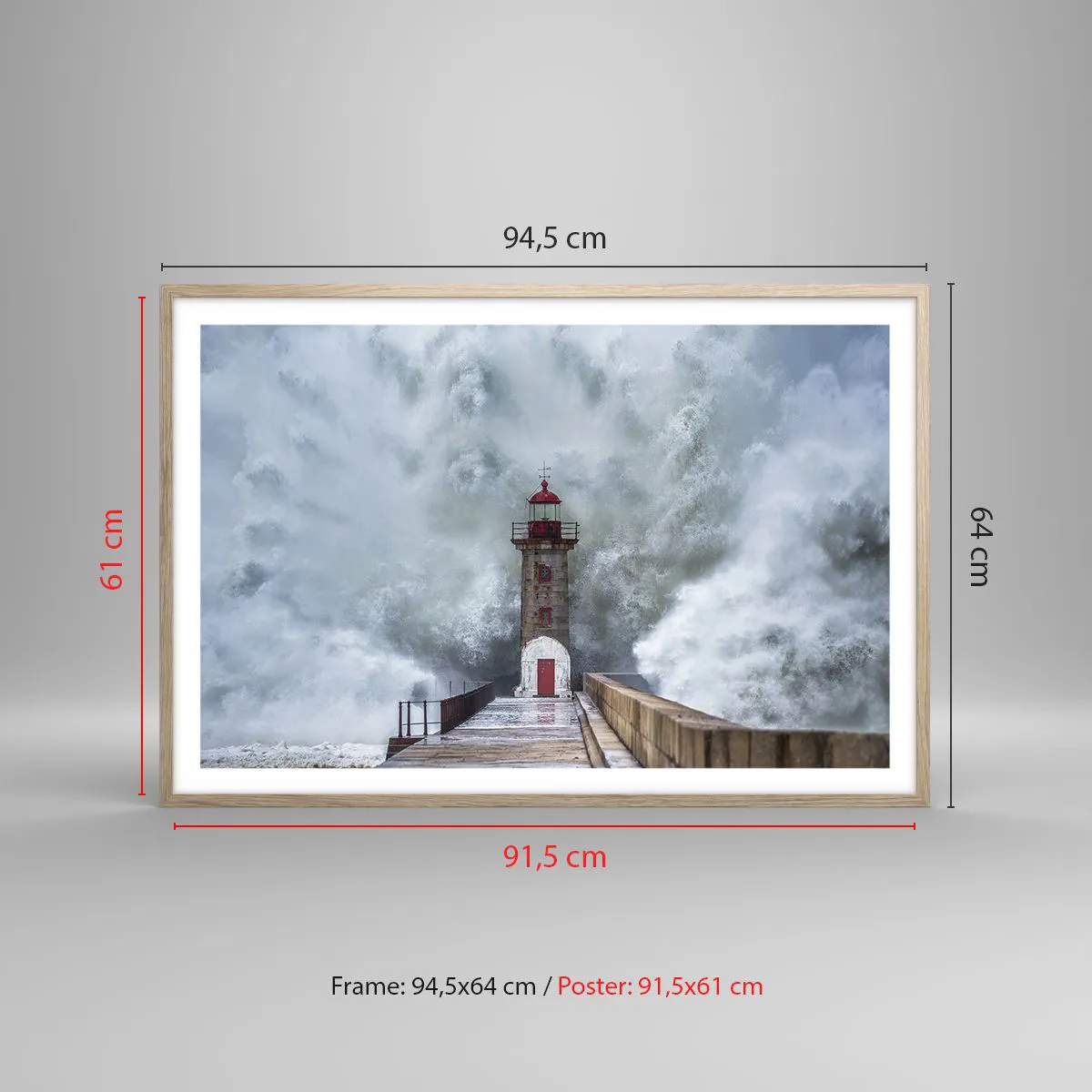 Poster in einem Rahmen aus heller Eiche - Das Rauschen des Wassers, der Lärm wird wehen - 91x61 cm