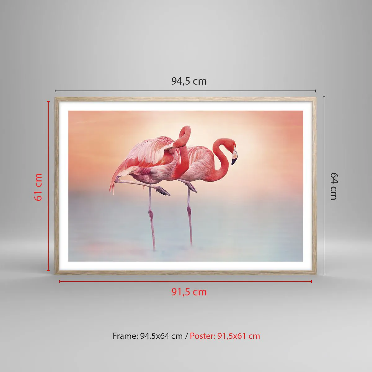 Pôster com moldura de carvalho claro - Na cor do sol poente - 91x61 cm