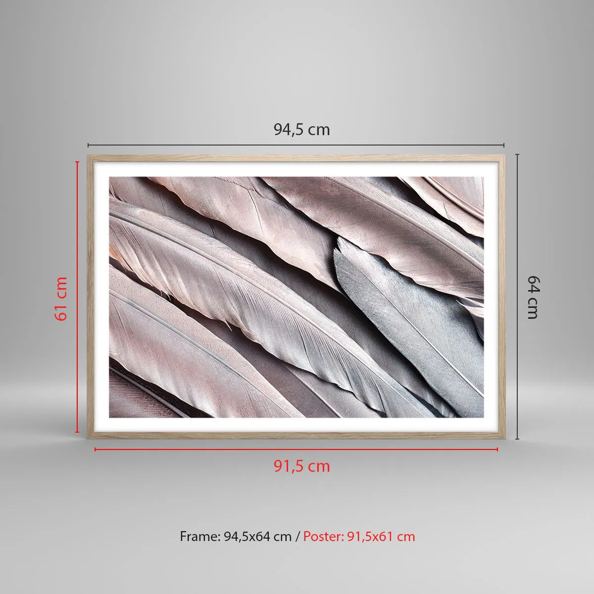 Poster in einem Rahmen aus heller Eiche - In rosa Silber - 91x61 cm