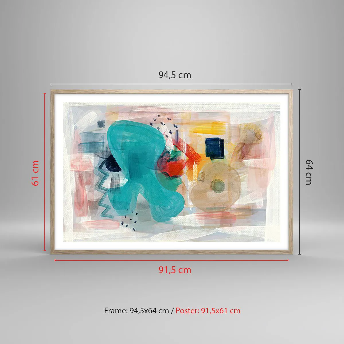 Plagát v ráme zo svetlého duba - Farebná hra - 91x61 cm