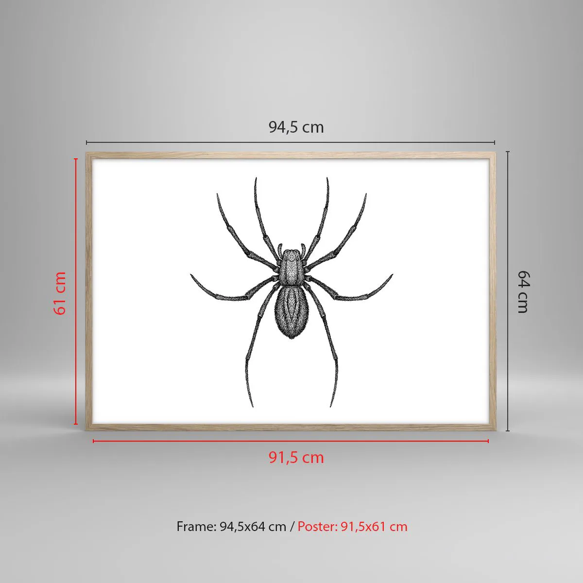 Plakat i ramme af lyst egetræ - Foruroligende præcision - 91x61 cm