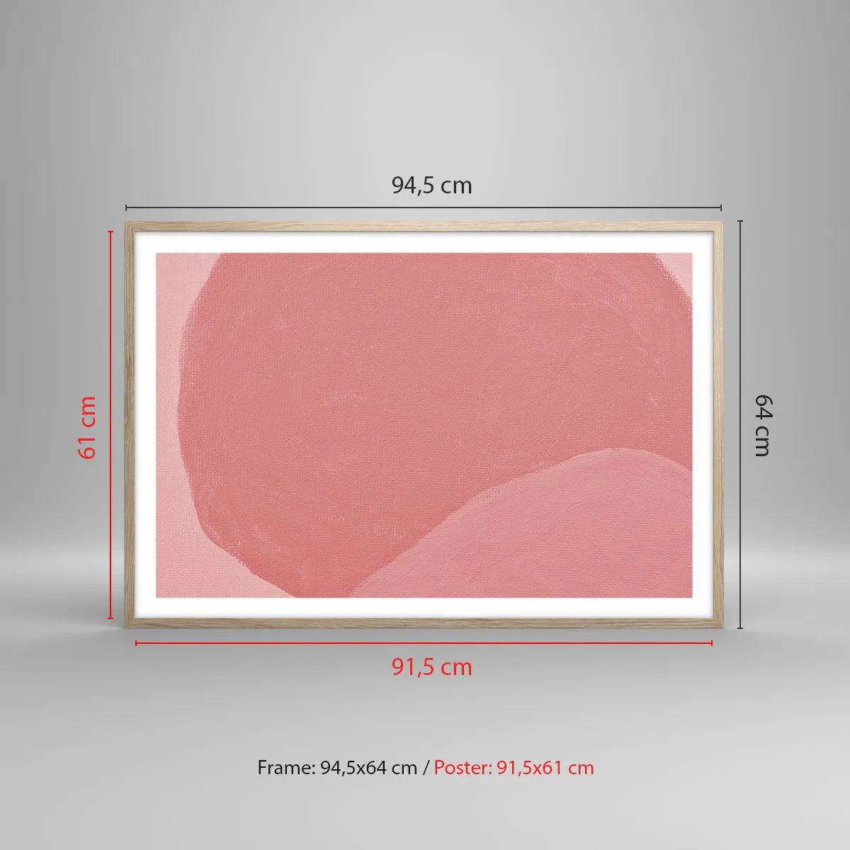 Póster en marco roble claro - Composición orgánica en rosa - 91x61 cm