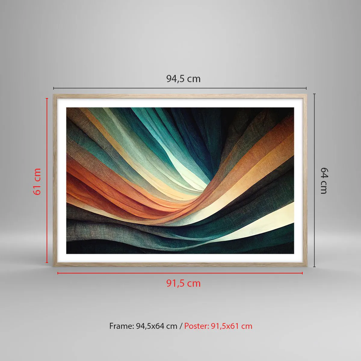 Póster en marco roble claro - Tejido de colores - 91x61 cm