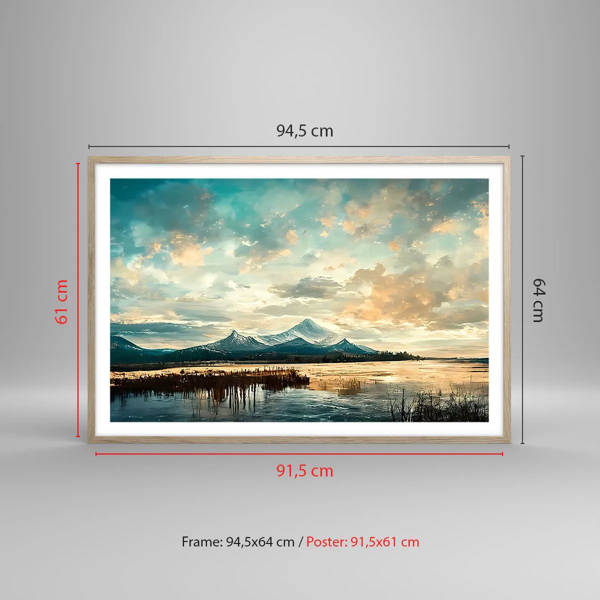 Poster in einem Rahmen aus heller Eiche - Unter dem Schutz des Himmels - 91x61 cm