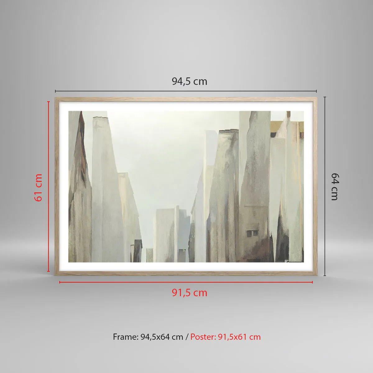 Pôster com moldura de carvalho claro - Sonho com a cidade - 91x61 cm