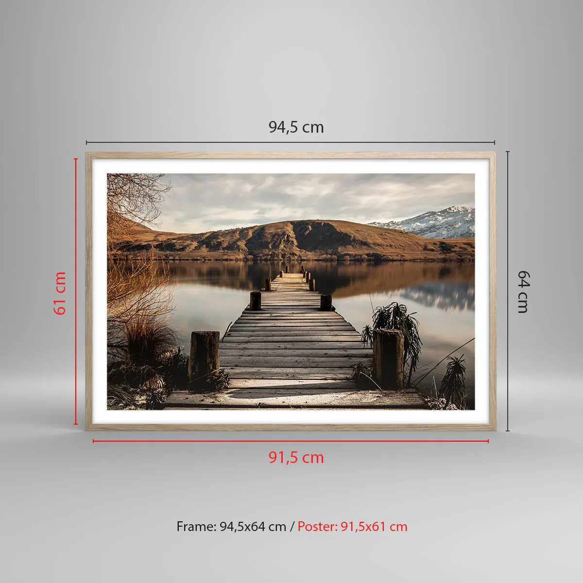 Poster în ramă de stejar deschis - Peisaj în tăcere - 91x61 cm