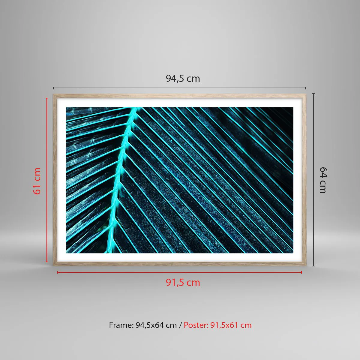 Een poster in een licht eiken lijst - Groene textuur - 91x61 cm