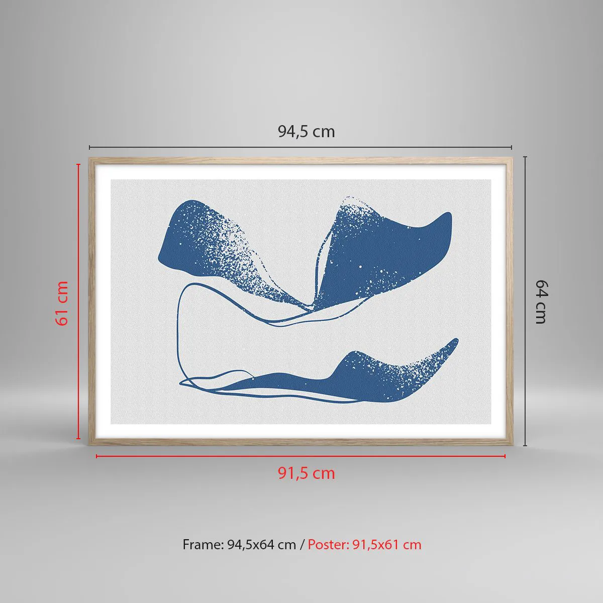 Pôster com moldura de carvalho claro - Abstração alada - 91x61 cm