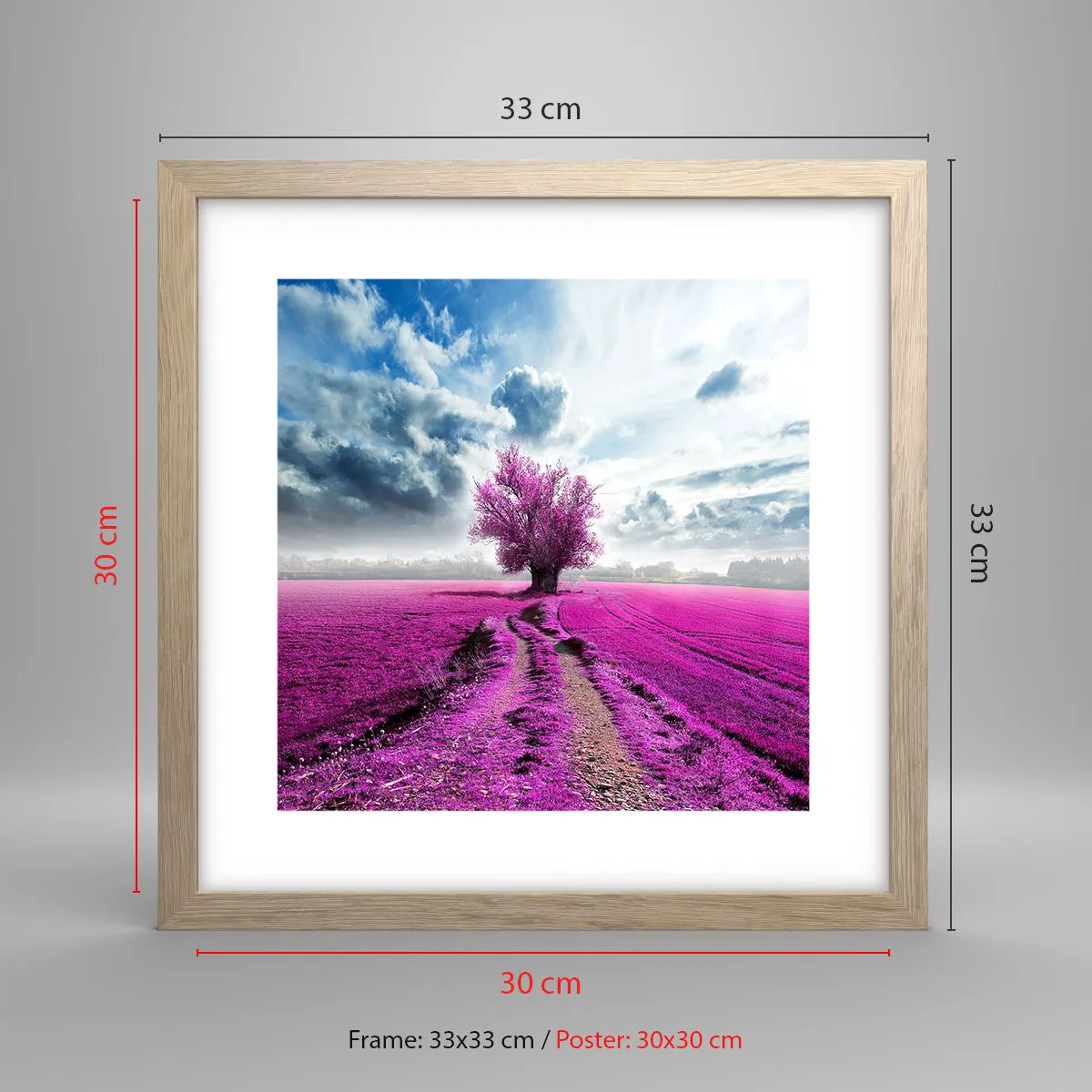 Póster en marco roble claro - El brezal - un encanto - 30x30 cm
