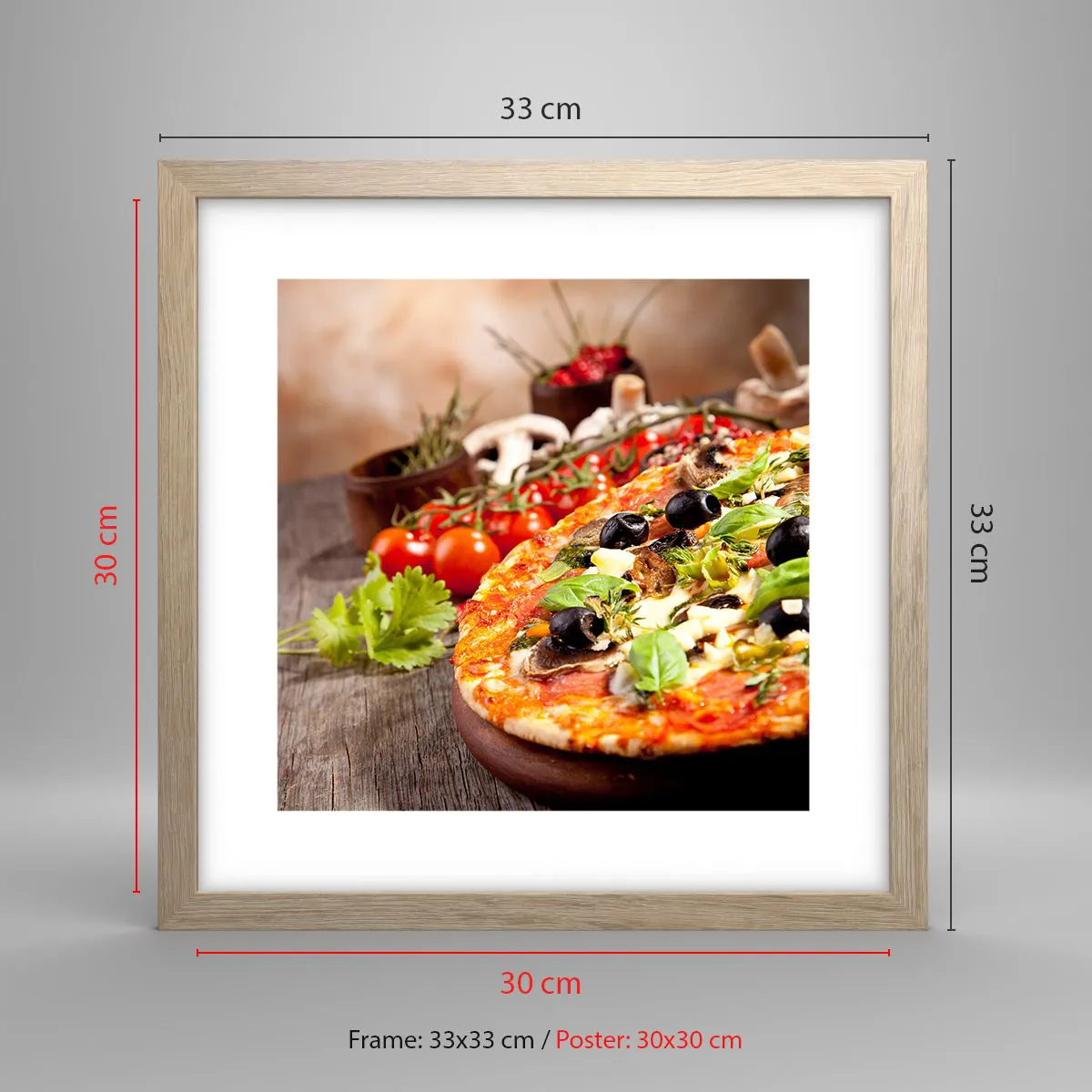 Pôster com moldura de carvalho claro - Ingredientes telúricos - 30x30 cm