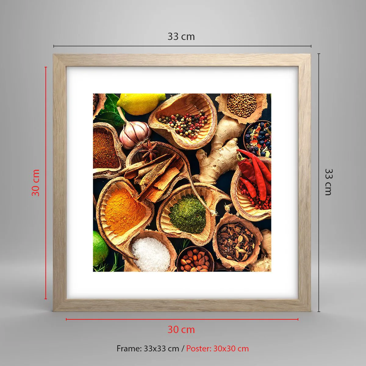 Plakat i ramme af lyst egetræ - Tag, hvad du vil have - 30x30 cm