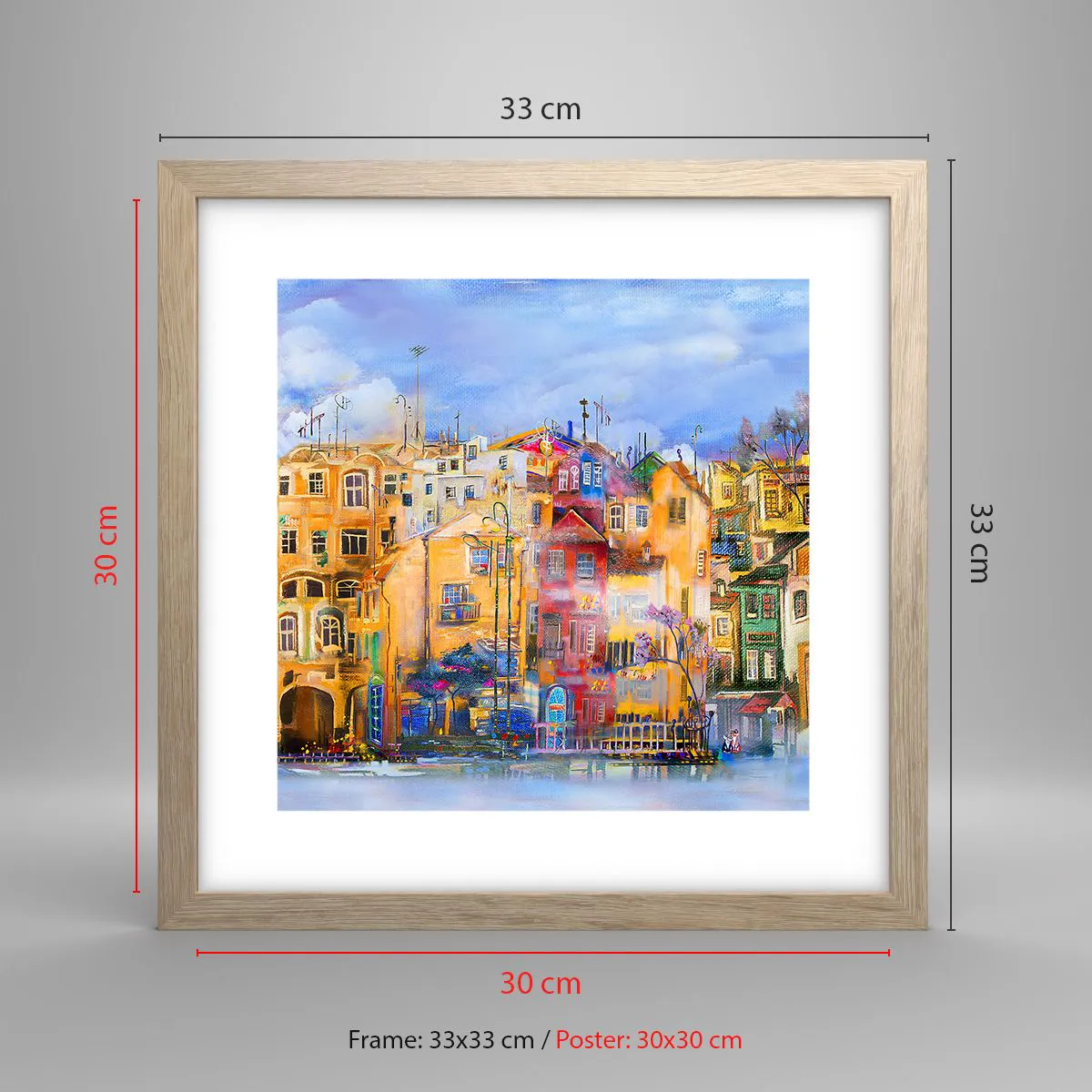 Poster in einem Rahmen aus heller Eiche - Wir sind zusammen - 30x30 cm