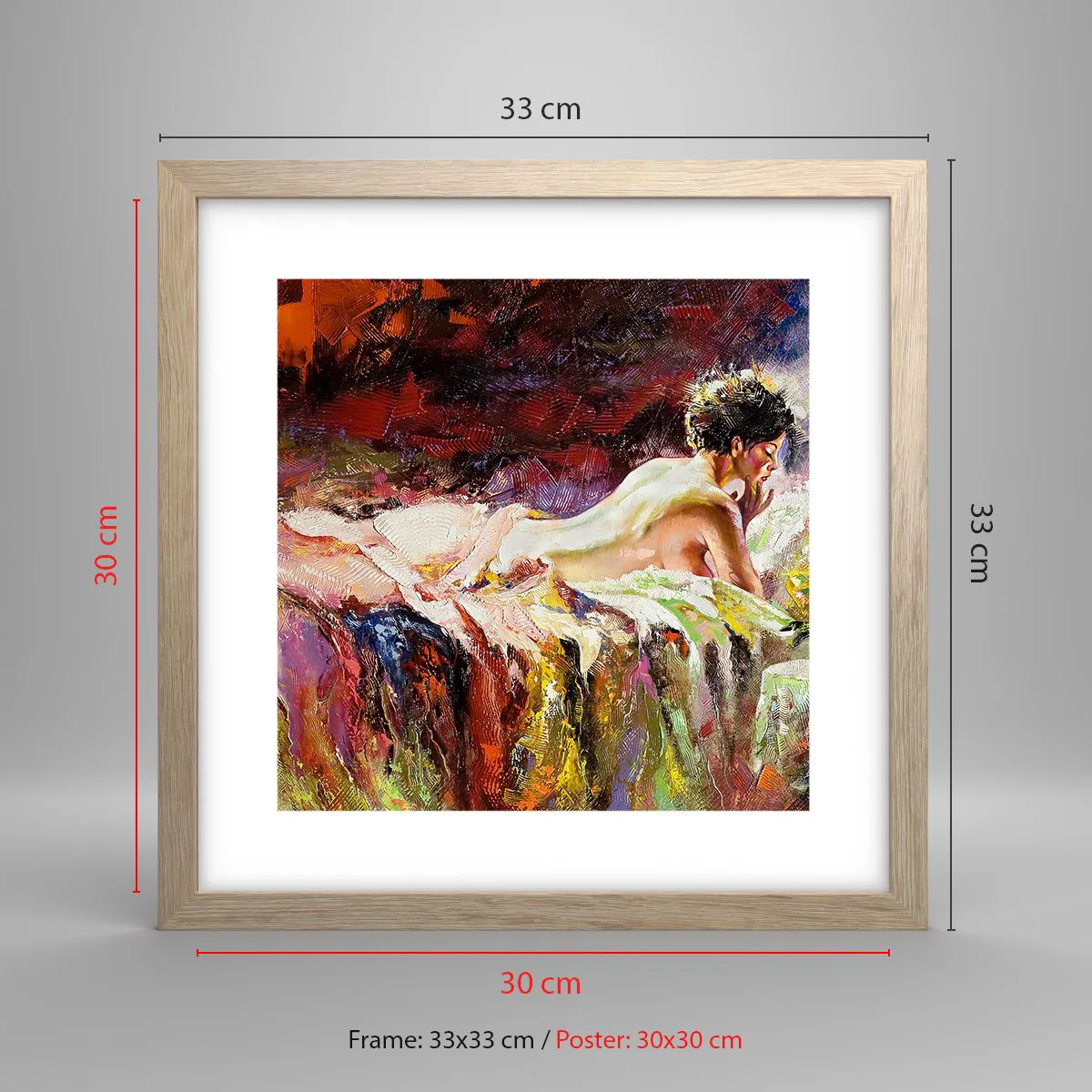 Poszter világos tölgy keretben - Töprengő Vénusz - 30x30 cm