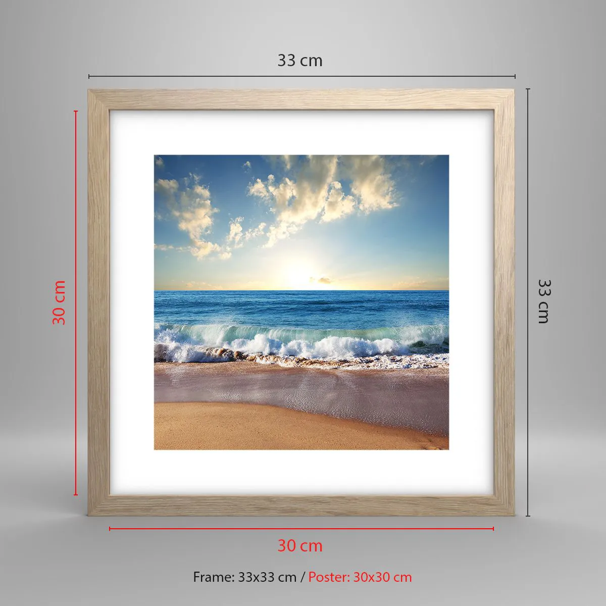 Poster in einem Rahmen aus heller Eiche - Bewegung und Stille zugleich - 30x30 cm