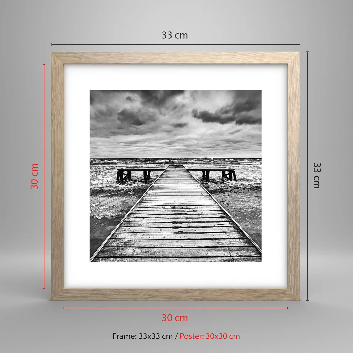 Pôster com moldura de carvalho claro - Estou à espera do vento, que vai dispersar... - 30x30 cm