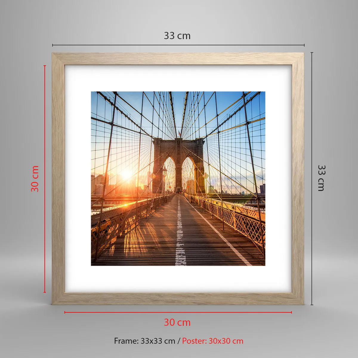 Affiche dans un chêne clair - Poster - Sur le pont d'or - 30x30 cm