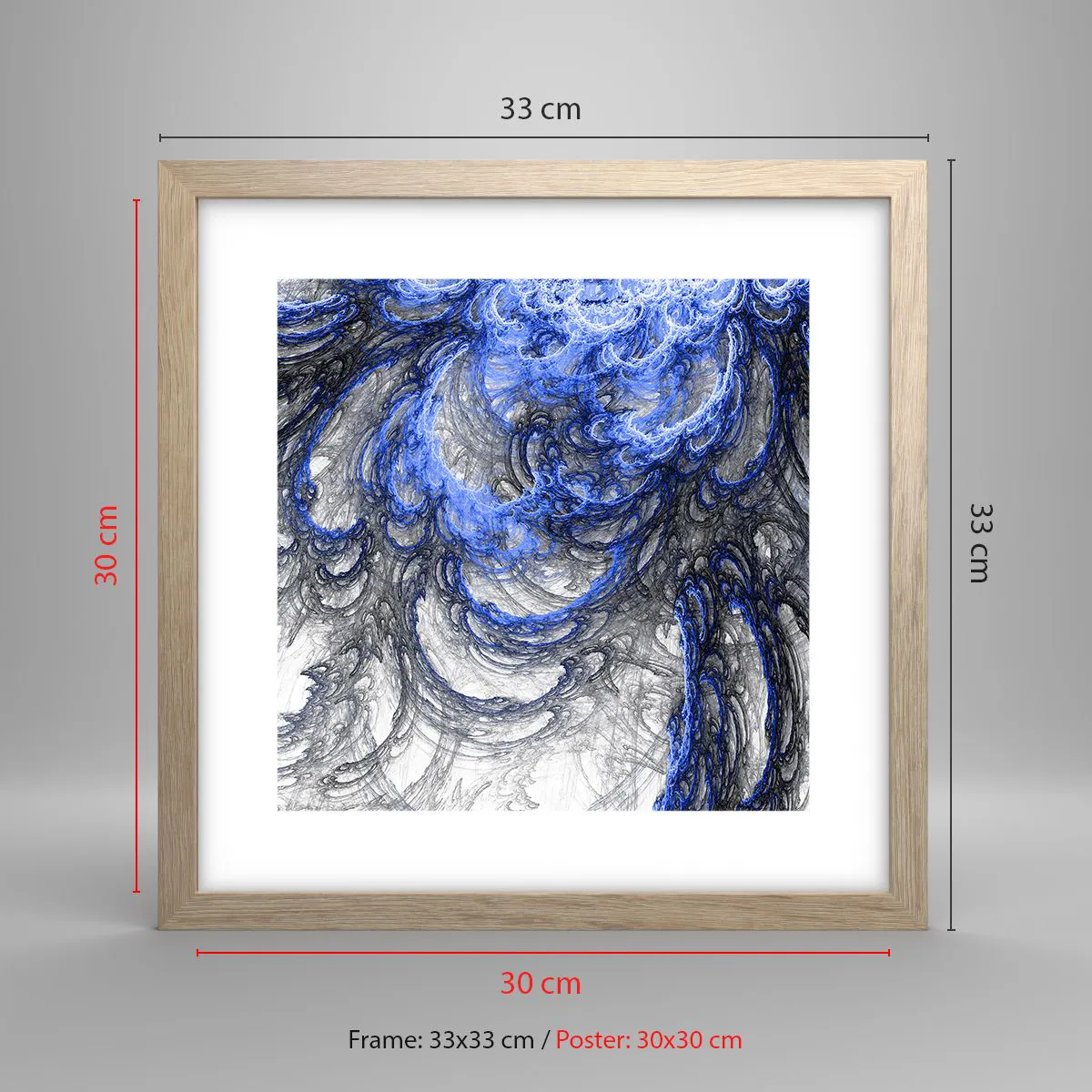 Poszter világos tölgy keretben - Egy hullám születése - 30x30 cm