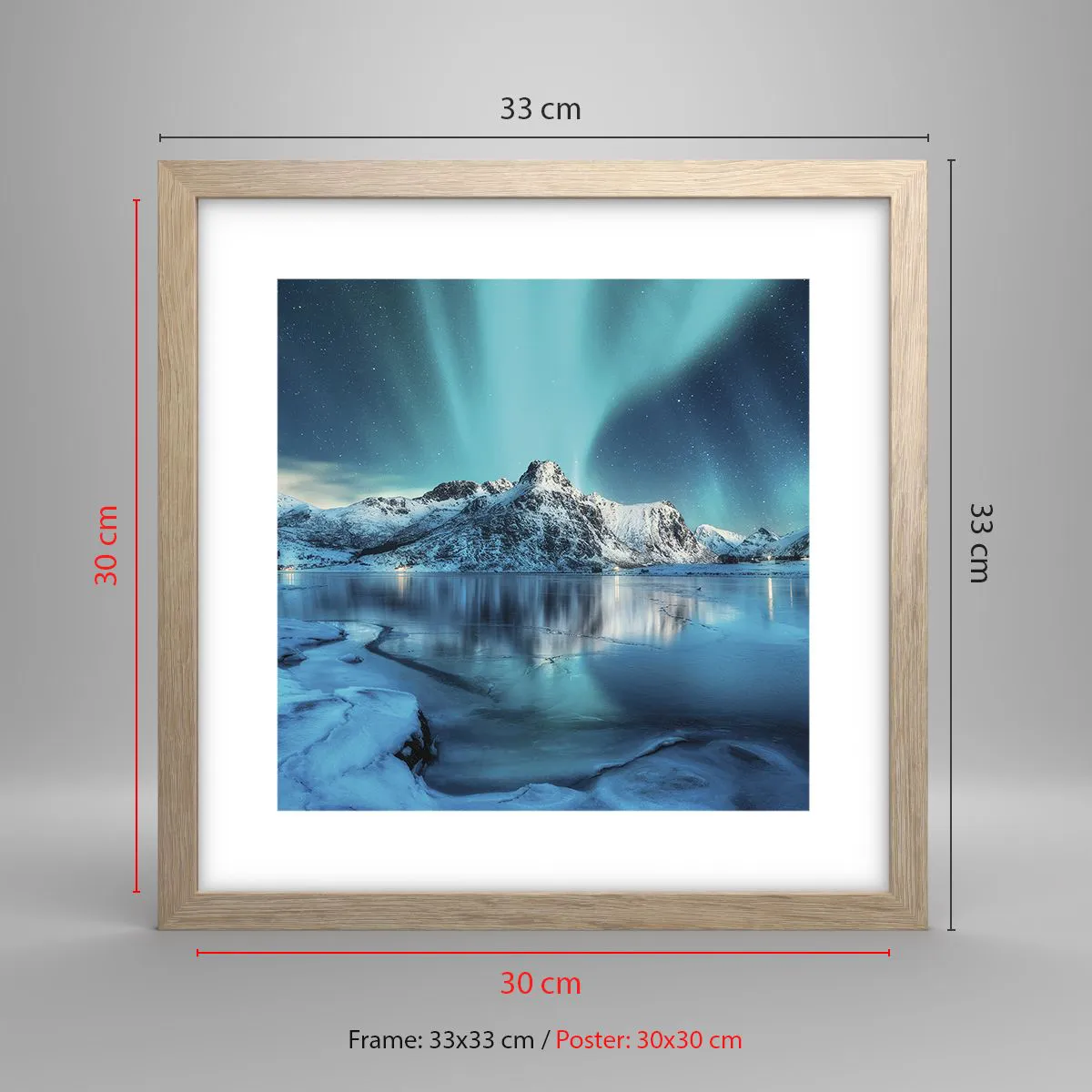 Affiche dans un chêne clair - Poster - Nuit de lumières - 30x30 cm