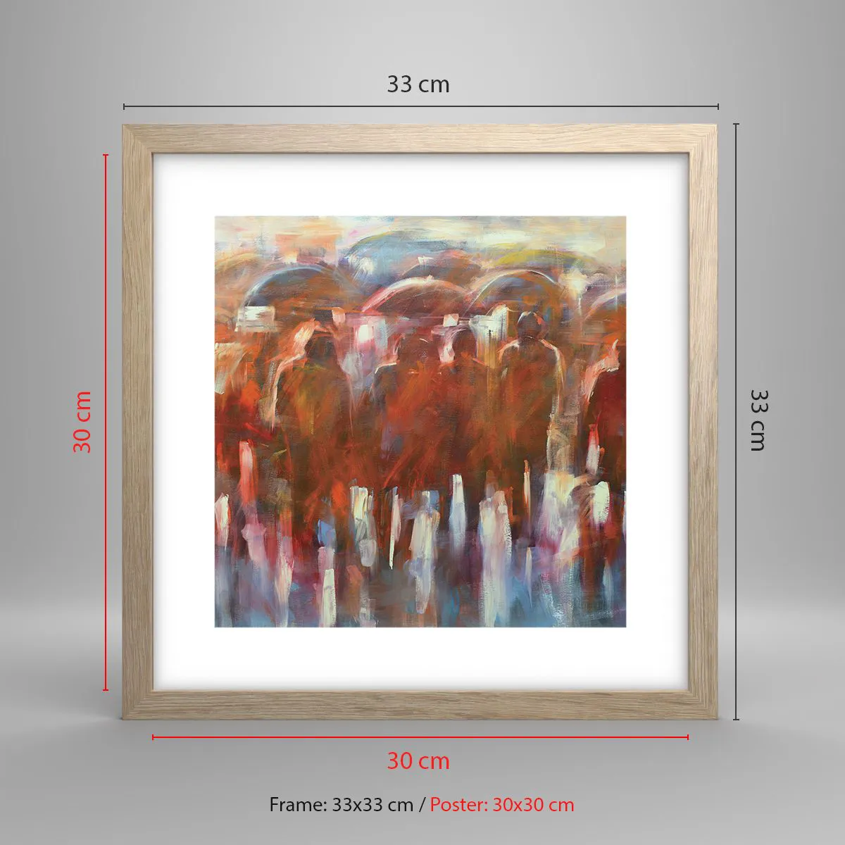 Poszter világos tölgy keretben - Egyenlőek esőben és ködben - 30x30 cm