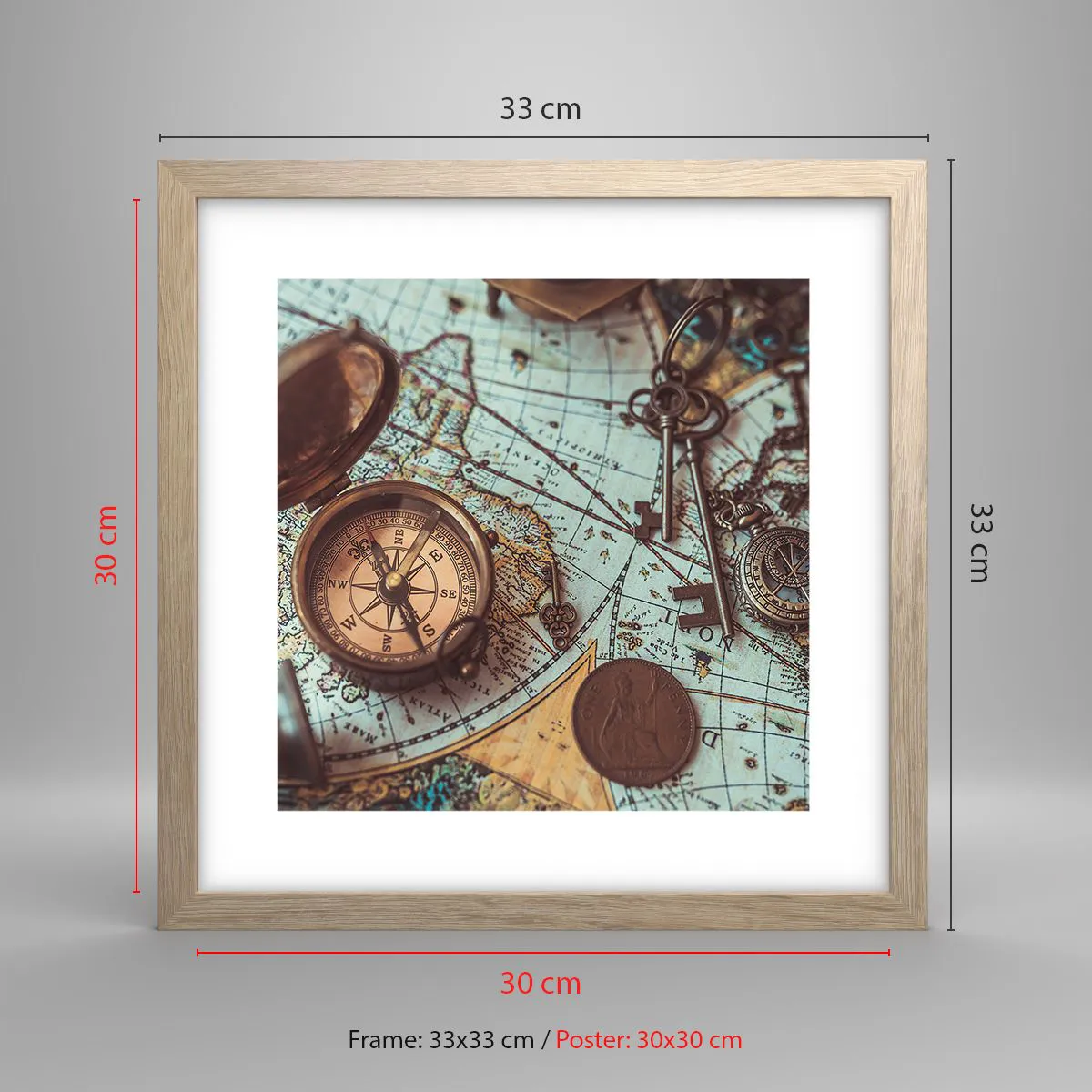 Pôster com moldura de carvalho claro - Para o aventureiro - 30x30 cm