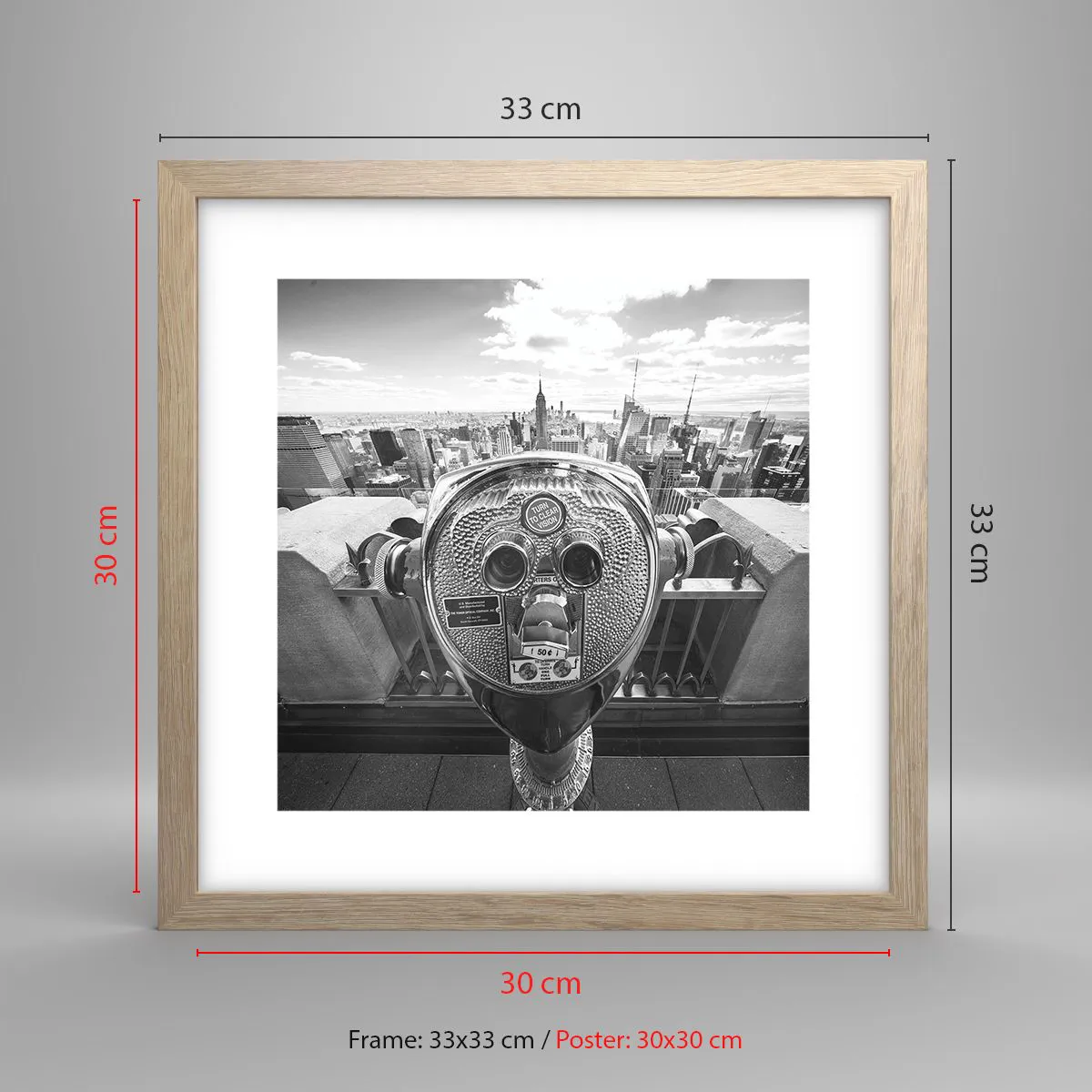 Pôster com moldura de carvalho claro - A cidade das cidades - 30x30 cm