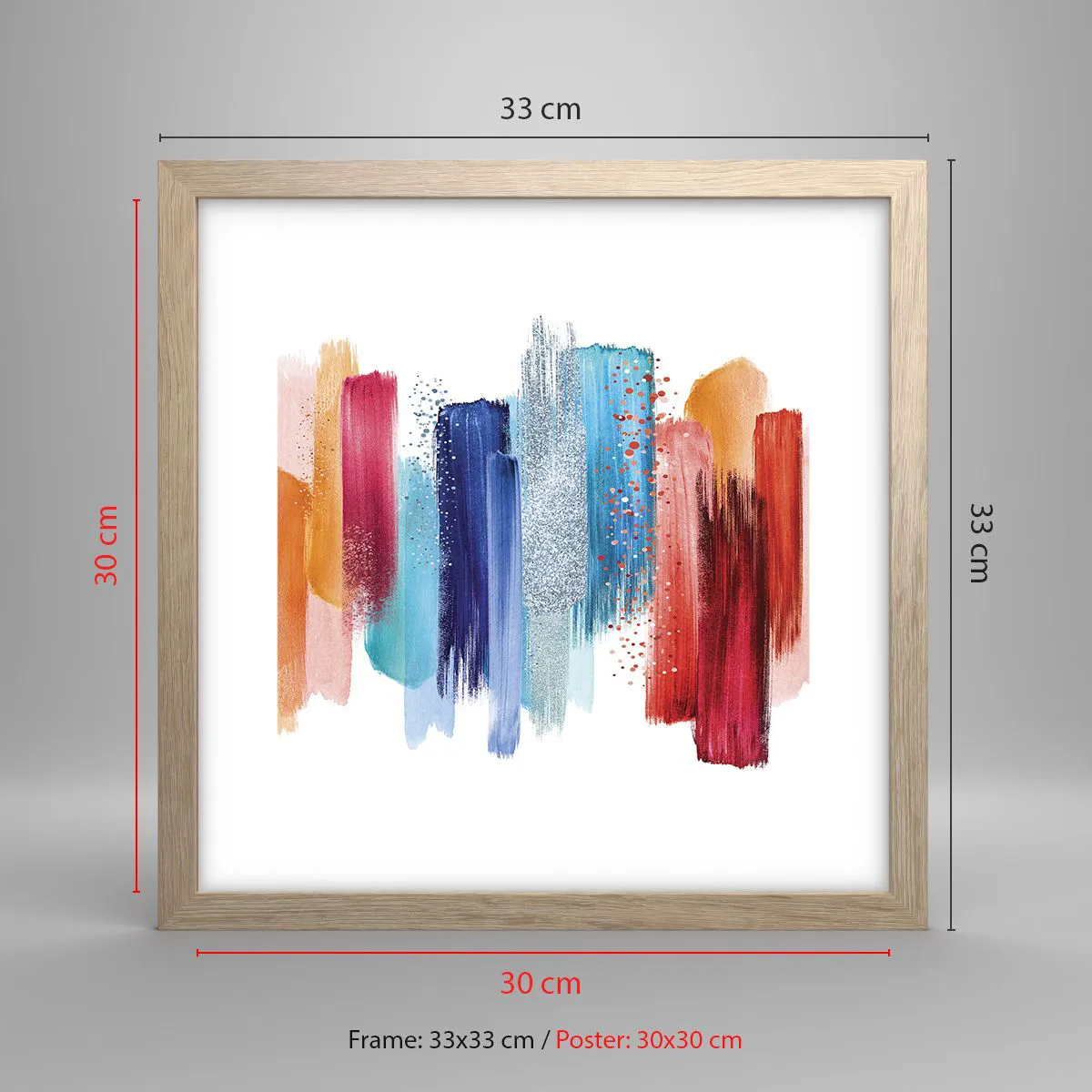 Poster in light oak frame - Up and Down - 30x30 cm