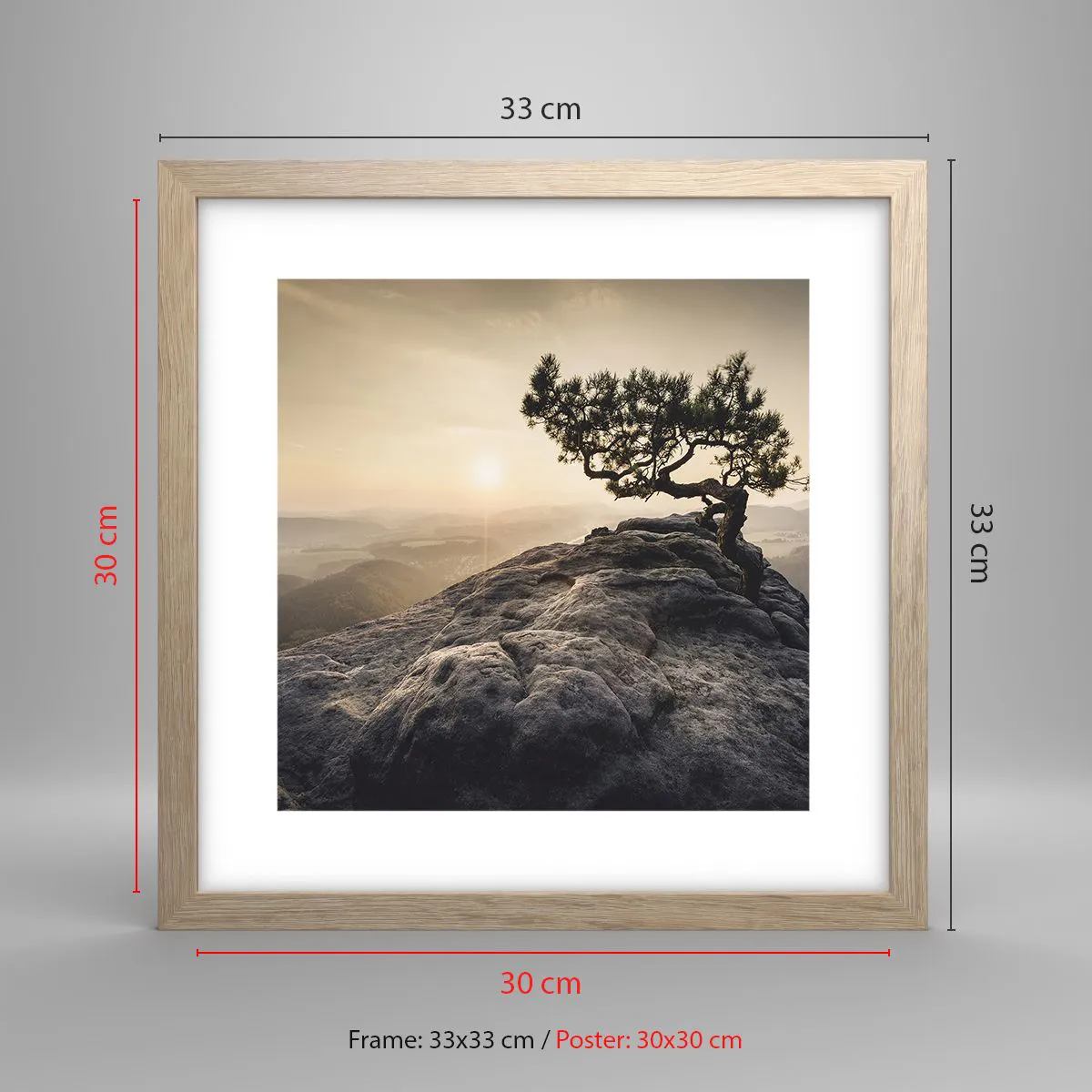 Een poster in een licht eiken lijst - Het leven wint altijd - 30x30 cm