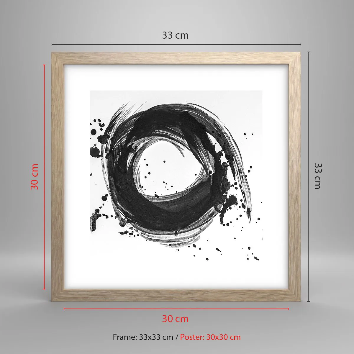 Plakat i ramme af lyst egetræ - Skabelsens hvirvelstrøm - 30x30 cm