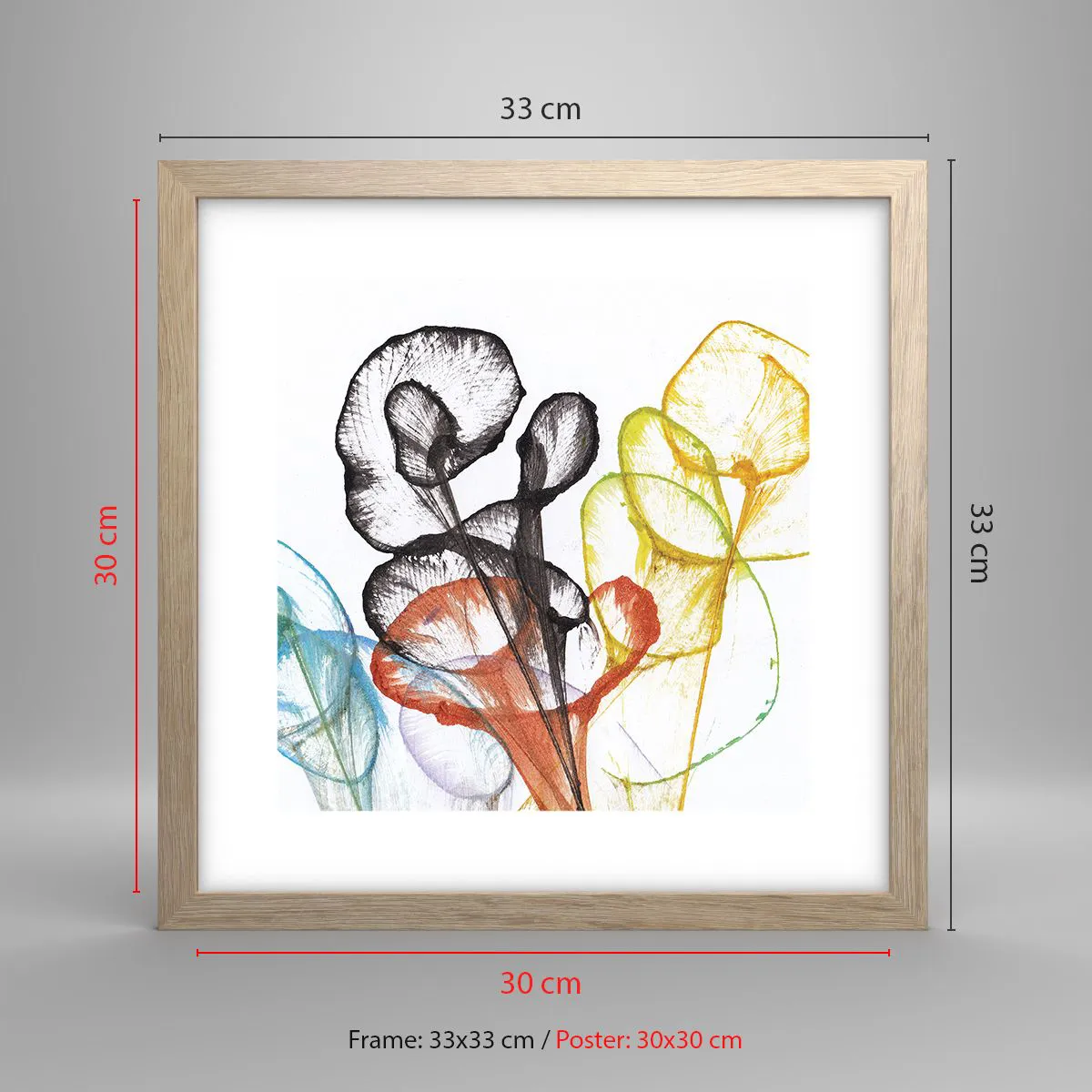 Affiche dans un chêne clair - Poster - Fleurs avec une âme - 30x30 cm