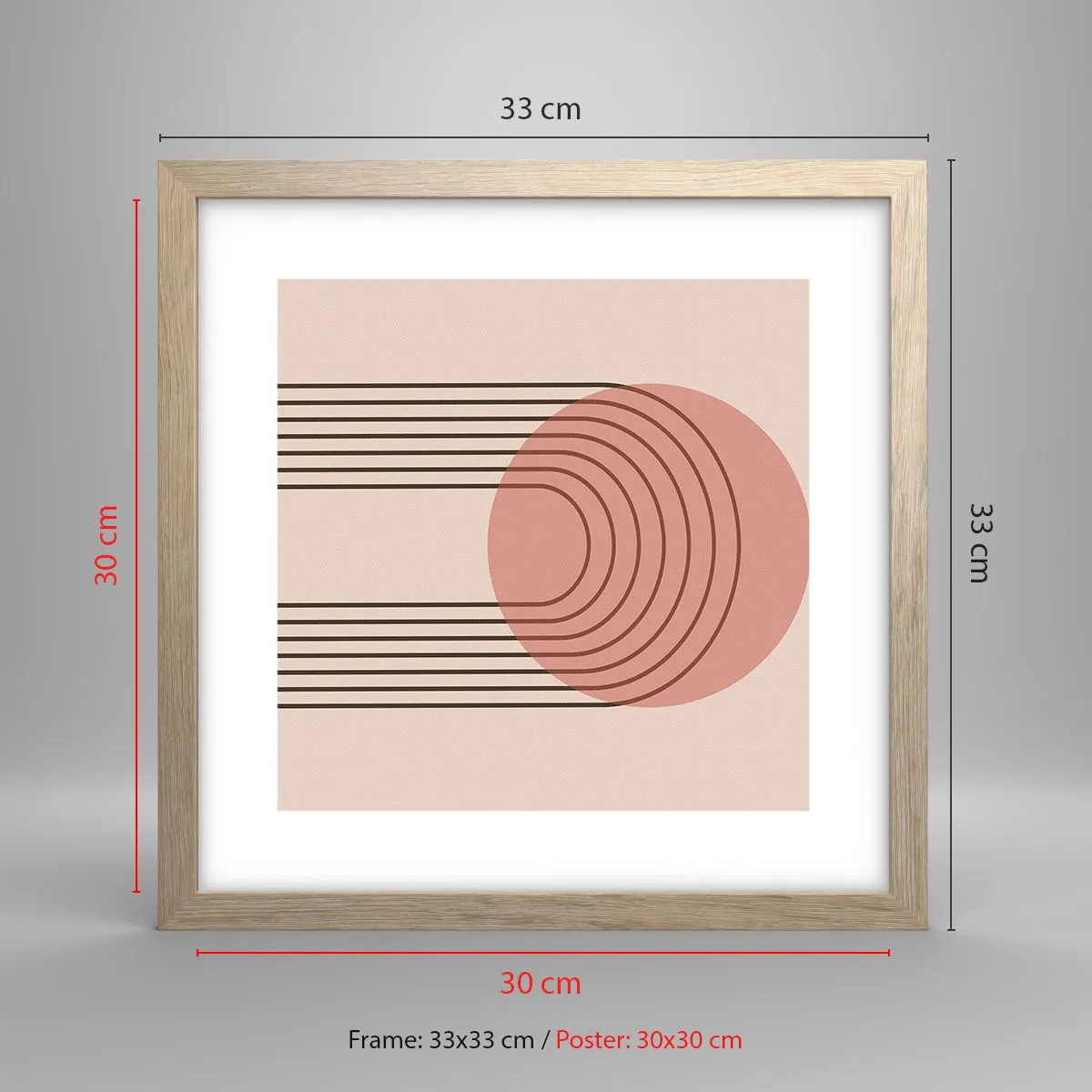 Poster in einem Rahmen aus heller Eiche - Unwiderstehliche Anziehungskraft - 30x30 cm