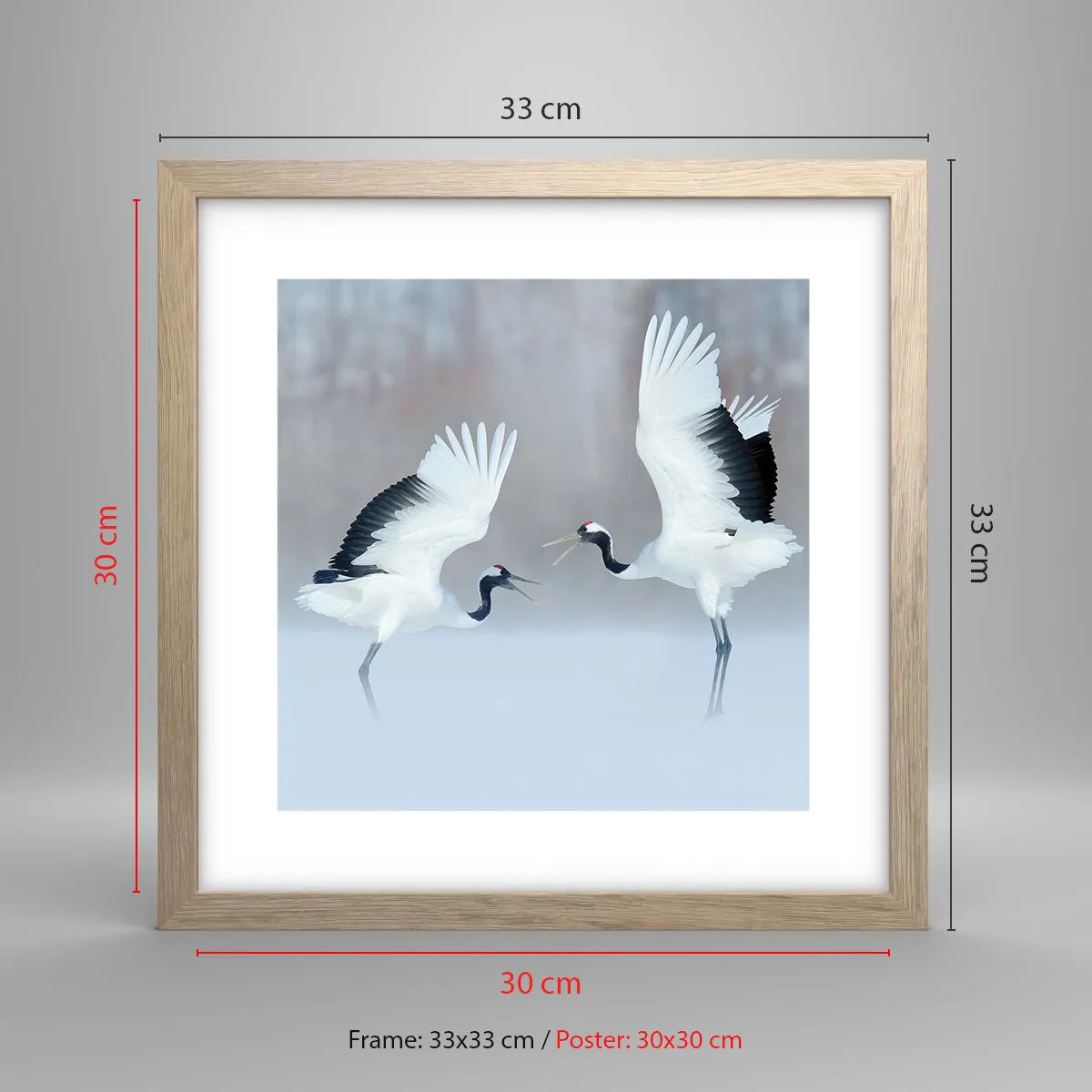 Affiche dans un chêne clair - Poster - Danse dans le brouillard - 30x30 cm