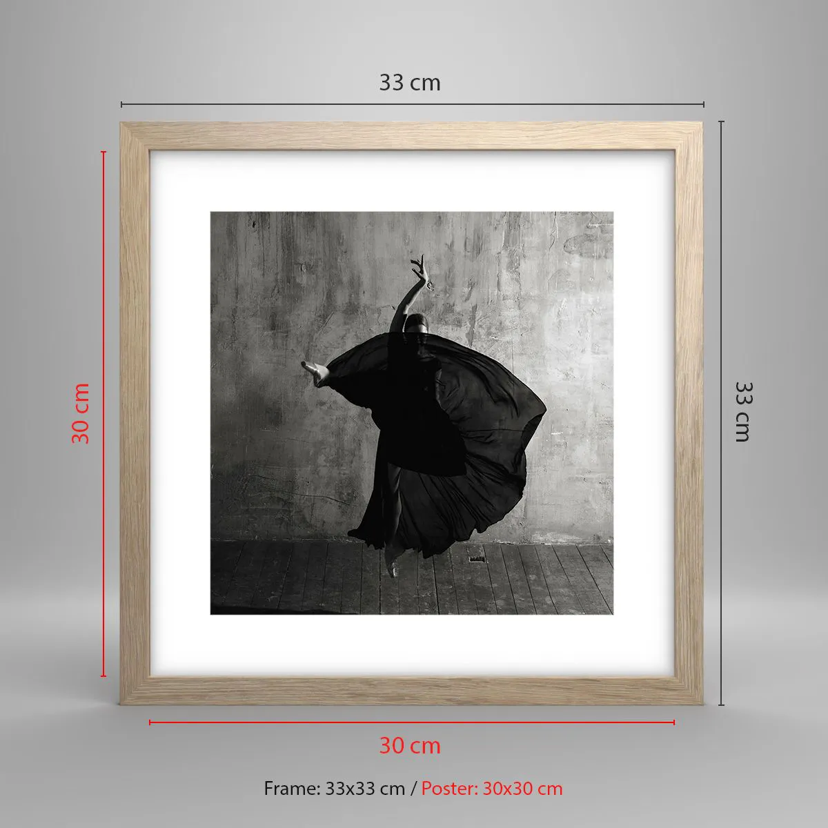 Pôster com moldura de carvalho claro - Cheio de paixão - 30x30 cm